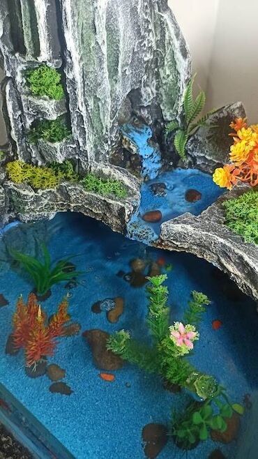Akvariumi: Dekorativna fontana–akvarijum na postolju, unikatni ručni rad u stilu — 9