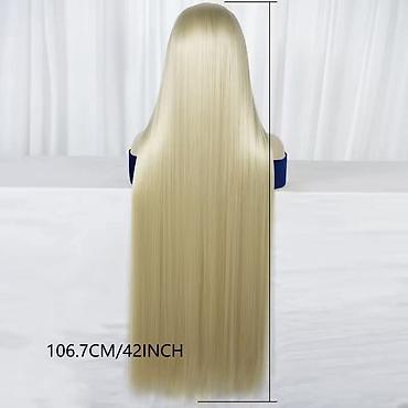 35: Ultra duga ravna perika – platinasto plava, 106,7 cm (42 inča) - Tip — 4