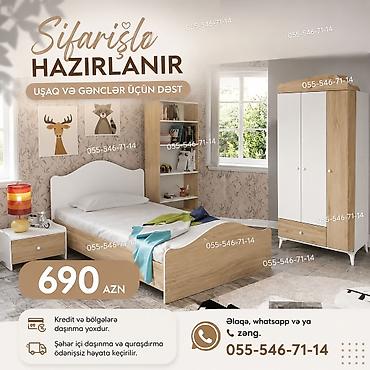 tumbo: Oğlan və qız üçün, Yeni, Təknəfərlik çarpayı, 2 tumba, Dolab — 1