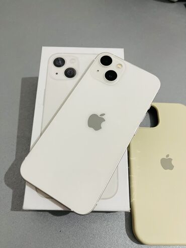 Apple iPhone: IPhone 13, Б/у, 128 ГБ, Старлайт, Зарядное устройство, Защитное стекло, Чехол, 98 % — 1
