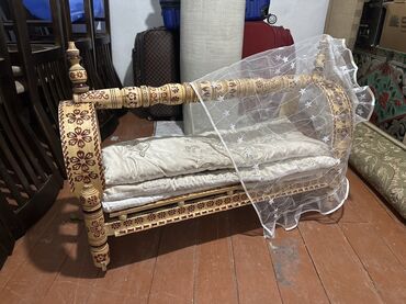 резные кровати из дерева: Люлька, Качалка, Дерево, цвет - Бежевый, Самовывоз