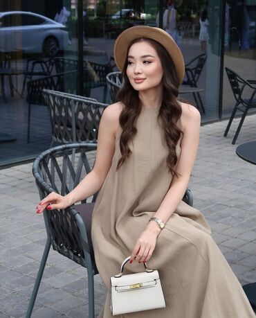 коктейльное платье: Күнүмдүк көйнөк, Жай, Узун модель, Зыгыр, Оверсайз, Стандарт