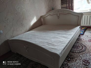 кровать карабалта: Спальный гарнитур, Двуспальная кровать, Шкаф, Комод, цвет - Бежевый, Б/у