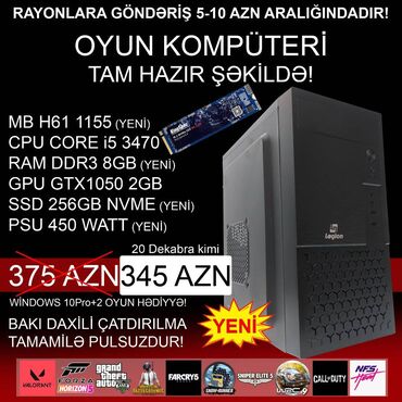 Masaüstü kompüterlər və iş stansiyaları: Oyun üçün Kompüter "Legion Core i5 3470 GTX1050 2GB 256GB NVME” Dekabr — 1