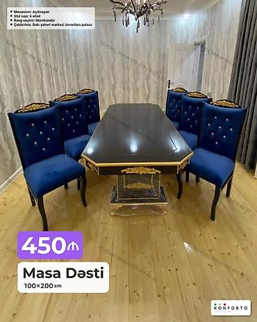 Ev və bağ: Masa Dəsti – 100×200 sm - Stol mexanizmi: Açılmayan - Stul sayı: 6 — 1