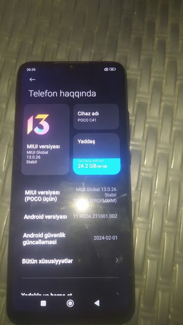 kompüter alıram: Poco C40, 64 GB, rəng - Qara, Barmaq izi
