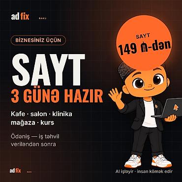 internet is: Biznesiniz üçün sayt — 149 ₼-dən, 3 günə hazır. Kafe, salon, klinika — 1