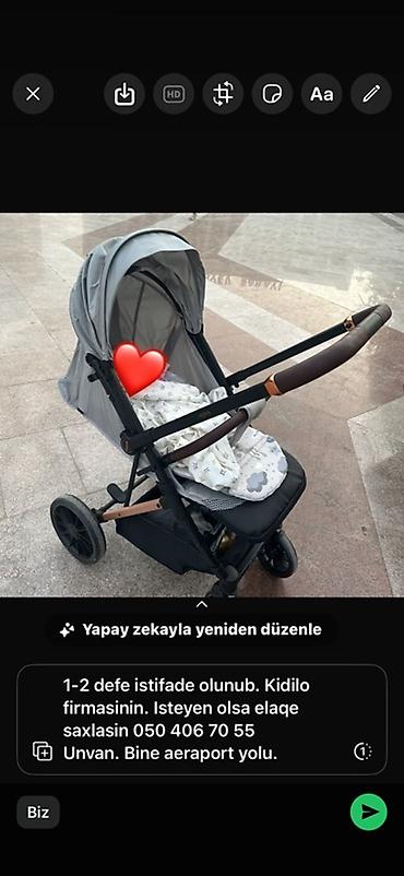 Uşaq arabası – Kidilo - Rəng: boz (qulluqçu dəri tutacaq detalları) -