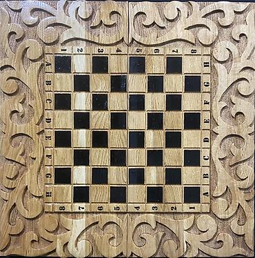 Настольные игры: Набор настольных игр 3-в-1 из натурального дерева с резьбой — 7