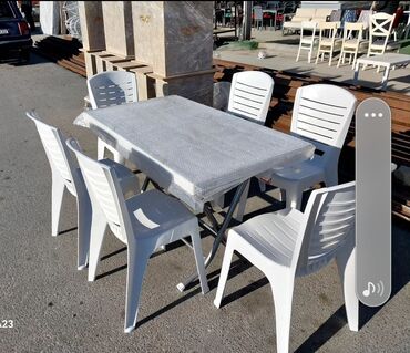 стол и стулья для дачи: Новый, Квадратный стол, Нераскладной, Со стульями, Пластик, Турция