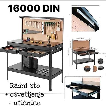 polovan namestaj slepcevic: Radni sto za radionicu sa osvetljenjem i utičnicama - Dimenzije — 1