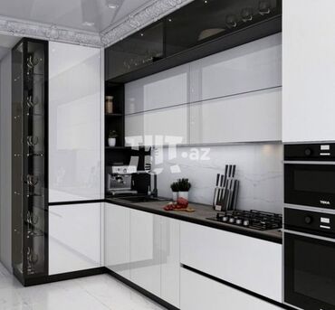 Sifarişlə mətbəx mebeli: Sifarişlə mətbəx dəsti, Özü çəkən petlələr, MDF, Kredit yoxdur, Pulsuz çatdırılma — 17