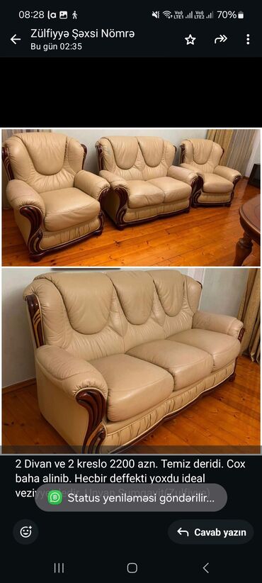 Divan və kreslo dəstləri: Used, Sofa, 2 armchairs, Sofa kit