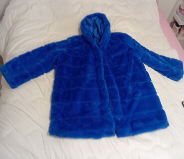 Krzneni kaputi: 3XL, Sa postavom, Veštačko krzno, bоја - Svetloplava — 17