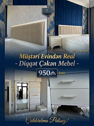 inci mebel: Yataq otağı mebel dəsti və 3 qapılı şkaf - Yataq otağı dəsti: yumşaq — 2