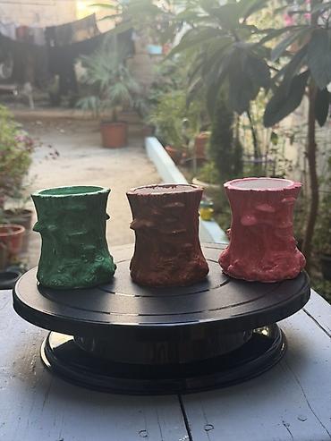 caxmaq daşı: Əl işı gips tərkibli mini dibçəklər dəsti - Material: gibss, əl — 2