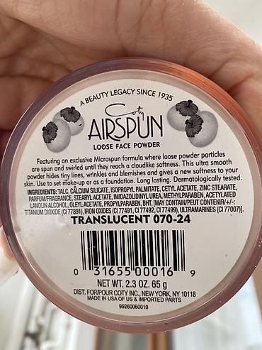 firyus berde: Coty Airspun Loose Face Powder – Translucent 070-24 Məhsul təsviri: - — 2
