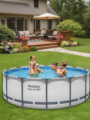 скиммер: Каркасный бассейн Bestway Steel Pro MAX - Тип: круглый наземный — 1