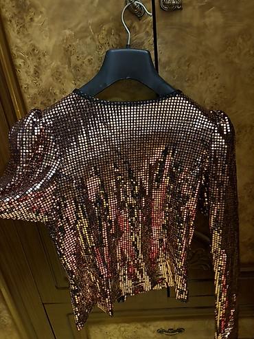 cehiz: Metallic mesh qadın bluzası - Material: elastik tor şəffaf parça — 1