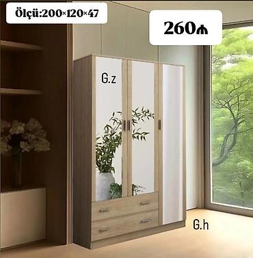 Ev üçün mebel: Üç qapılı dolab - Ölçü: 200 × 120 × 47 sm - Rəng/tekstura: Ağ və ağac — 1