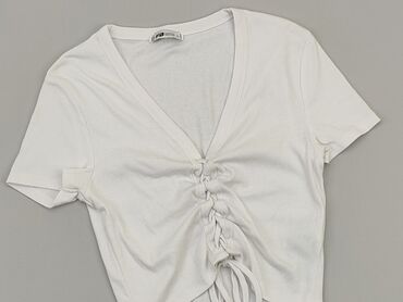 białe t shirty z dekoltem v: Top FBsister, L, stan - Dobry