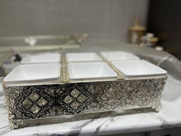 kisi ucun tortlar: Tort və şiriniyyat qabı, rəng - Gümüşü, Farfor