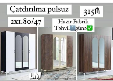 Dolablar: Qarderob, paltar dolabı, Yeni, 4 qapılı, Açılan, Düz dolab, Azərbaycan