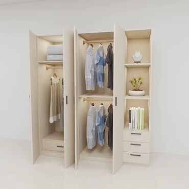 вешалка в прихожую настенная: Распашной, 4 двери Прямой шкаф, Гардеробный шкаф