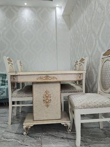 yeni stol: Klassik üslubda yemək otağı dəsti - Tərkib: 1 böyük süfrə masası + 5 — 3