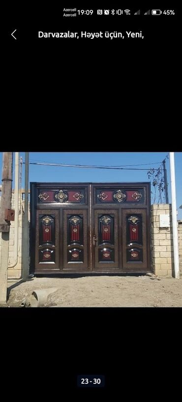 Həyət darvazaları: Dəmir darvazalar, ikilik list,17 profillə yığılan keyfiyyətli nağd və — 23