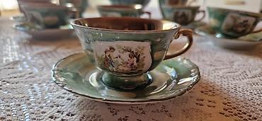 sud ceken: Çay dəsti, rəng - Yaşıl, Farfor, Polşa — 3