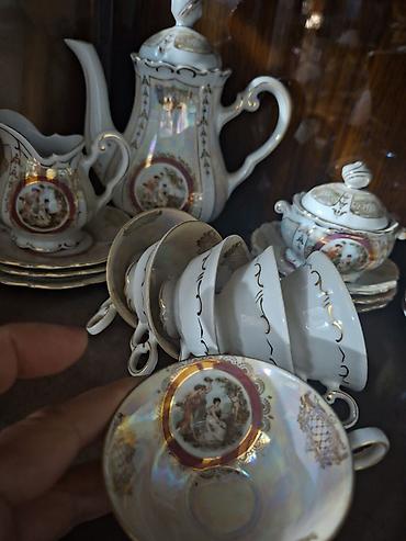 blutut luster: Çay dəsti, rəng - Ağ, Farfor, Yaponiya — 3