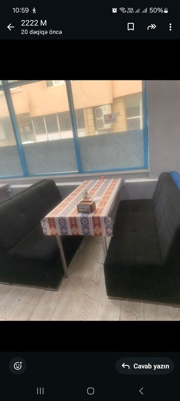 Sifarişlə dolablar: Restaran mebeli satılır 5 dəst var (1 dəstə 2 divan masa daxildi )1