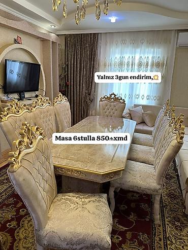 piknik stul: Qonaq otağı üçün, Yeni, Açılmayan, Dördbucaq masa, 6 stul — 1