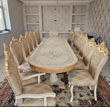 Masa və oturacaq dəstləri: Qonaq otağı üçün, Yeni, Açılan, Dördbucaq masa, 6 stul — 9