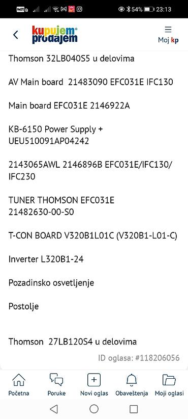 Aksesoari za TV i video: Thomson 32LB040S5 i 27LB120S4 – prodaja u delovima Dostupne — 1