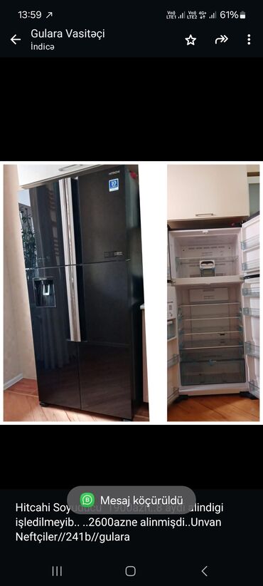 soyuducu alisi: 2 двери Hitachi Холодильник