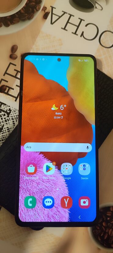 Samsung: Samsung A51, 64 ГБ, цвет - Красный, Сенсорный, Отпечаток пальца, Две SIM карты