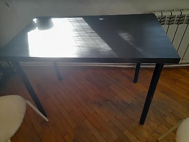 ikea stol: IKEA Qara yemək/iş masası və 4 əd. stul dəsti Masa: - Rəng: tünd qara — 5