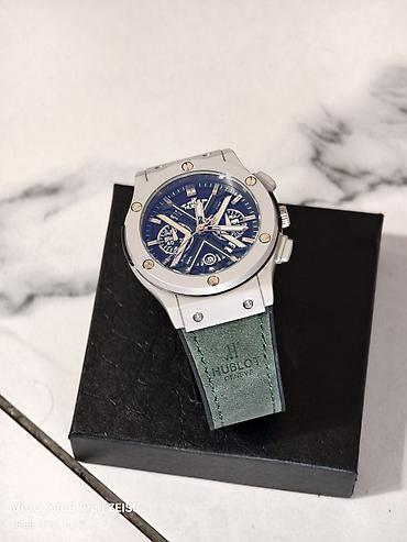 Часы Hublot (Geneve) с синим циферблатом - Корпус: стальной оттенок