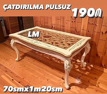 stol stul ucuz: Klassik üslubda qəhvə/çay masası - Material: Taxta konstruksiya, şüşə — 1