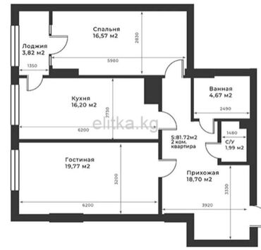 Продажа квартир: 2 комнаты, 81 м², Элитка, 11 этаж, ПСО (под самоотделку)