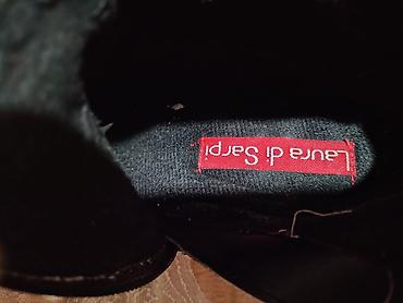 Сапоги: Женские сапоги черного цвета из комбинированных материалов, с подошвой — 6