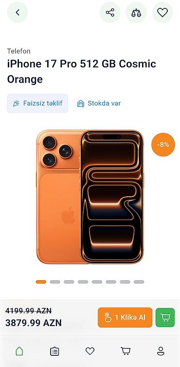 apple 17 pro: IPhone 17 Pro, 512 GB, Narıncı, Face ID — 1
