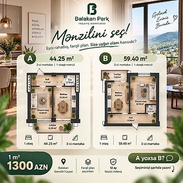 ucuz menzillerin satisi: 2 otaqlı, Yeni tikili, 1 kv. m — 5
