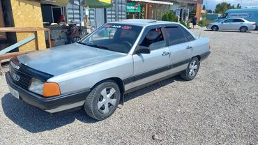 дополнительный свет: Серебристый седан Audi 100 с люком на крыше. Автомобиль оснащен