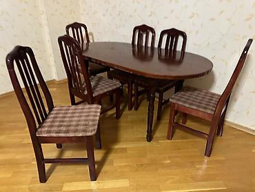 Qonaq otağı üçün, İşlənmiş, Oval masa, 6 stul