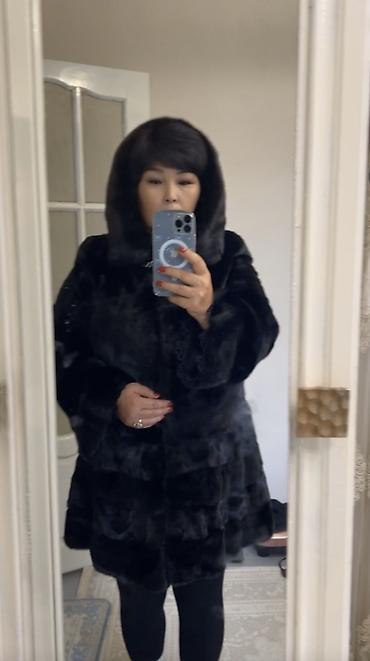 Верхняя одежда: Шуба, Норка, Короткая модель, Италия, С капюшоном, 2XL — 3