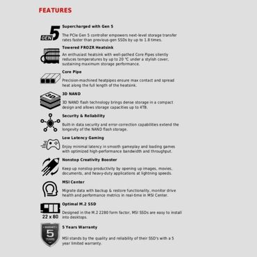 SSD diskləri: SSD disk MSI, 2 TB, M.2, Yeni — 16