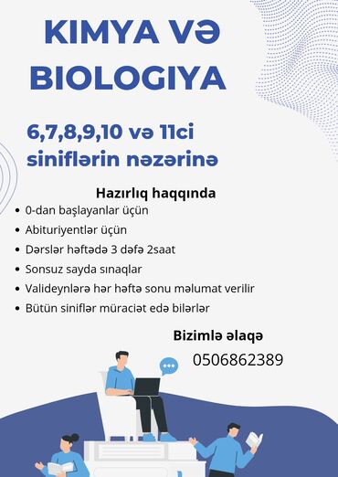 Sürücülük kursları: Repetitor, Kimya, Azərbaycan dili, Abituriyent hazırlığı